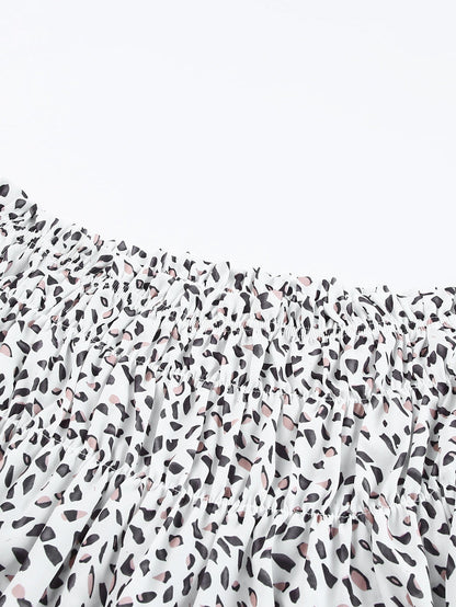 Leopard Print Off Shoulder Plus Size Blouse