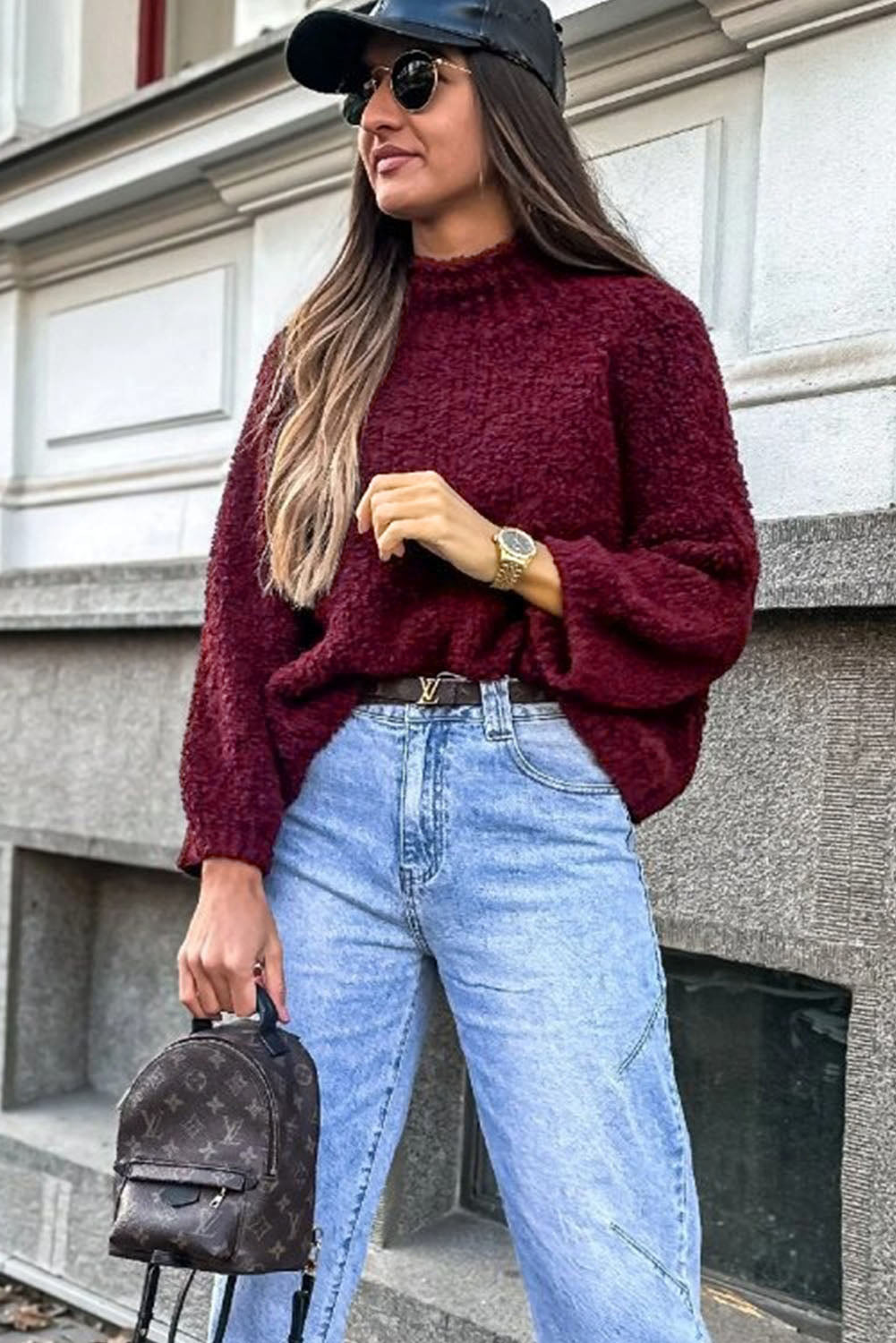 Burgundy top