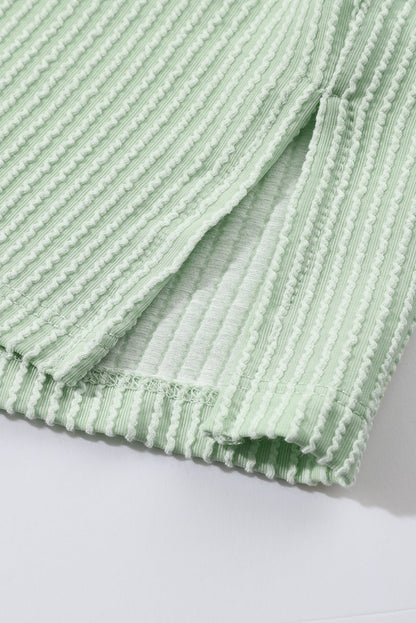 Sage Oversized Ribbed Henley Top with Pockets