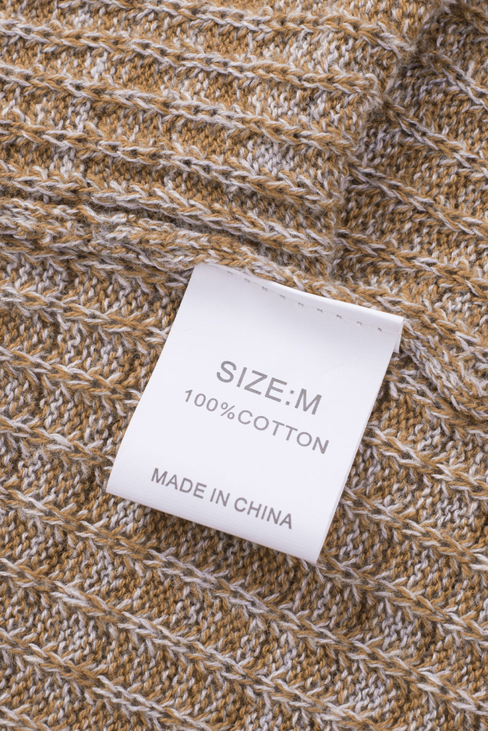 Khaki Reversible Wrap V Neck Waffle Knit Sweater