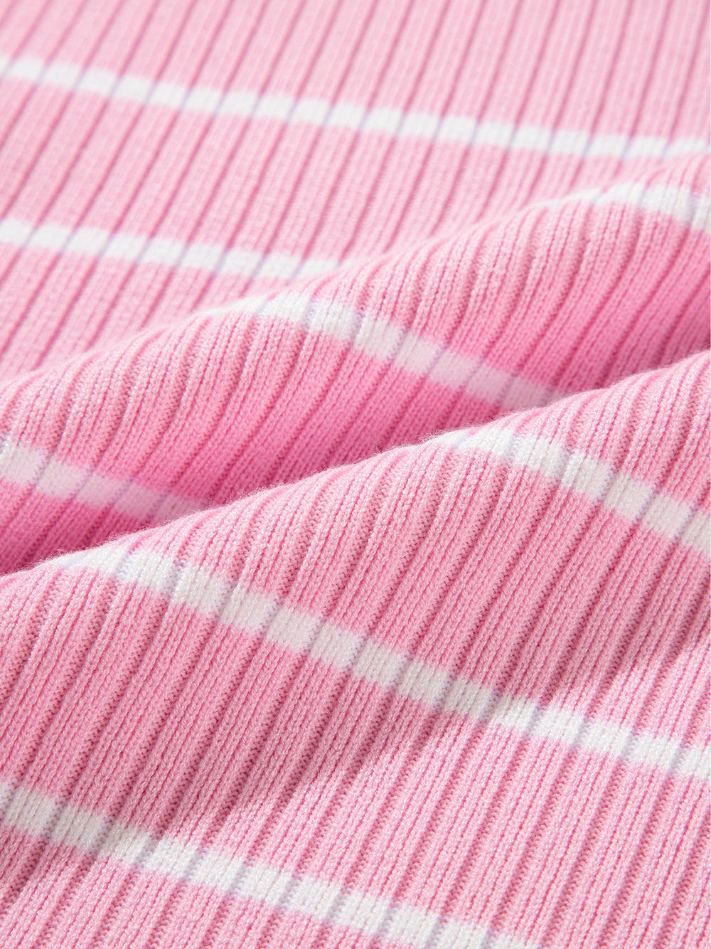 Pink Striped Ribbed Oversized T-Shirt for Plus Size Women