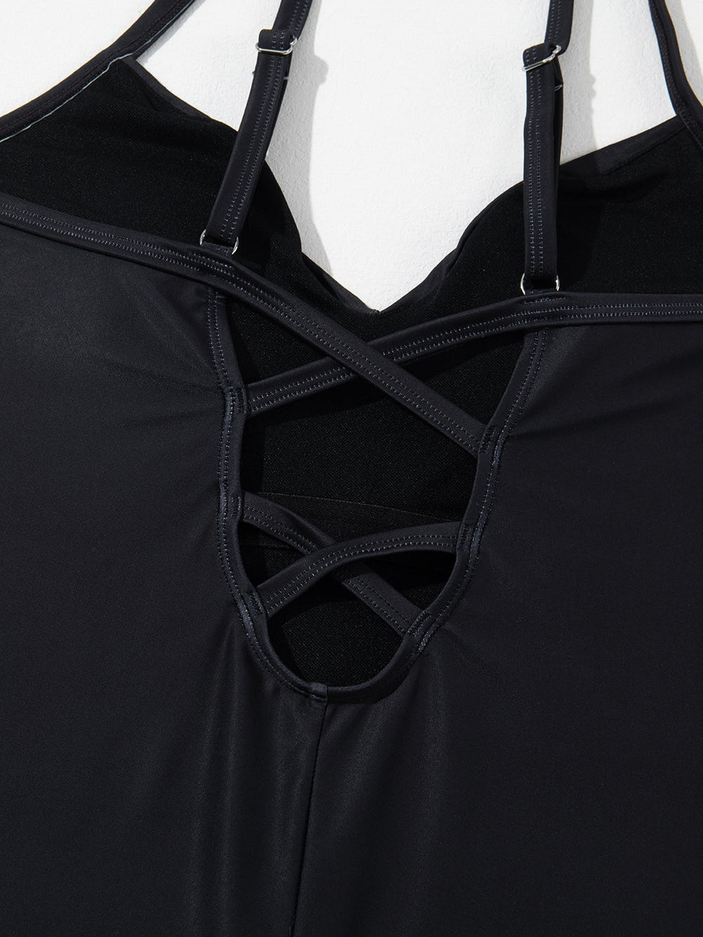 Elegant Black Floral Crisscross Back One-Piece Swimsuit