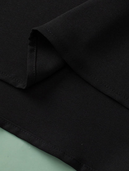 Black Lace Trim Short Sleeve V Neck Plus Size Top