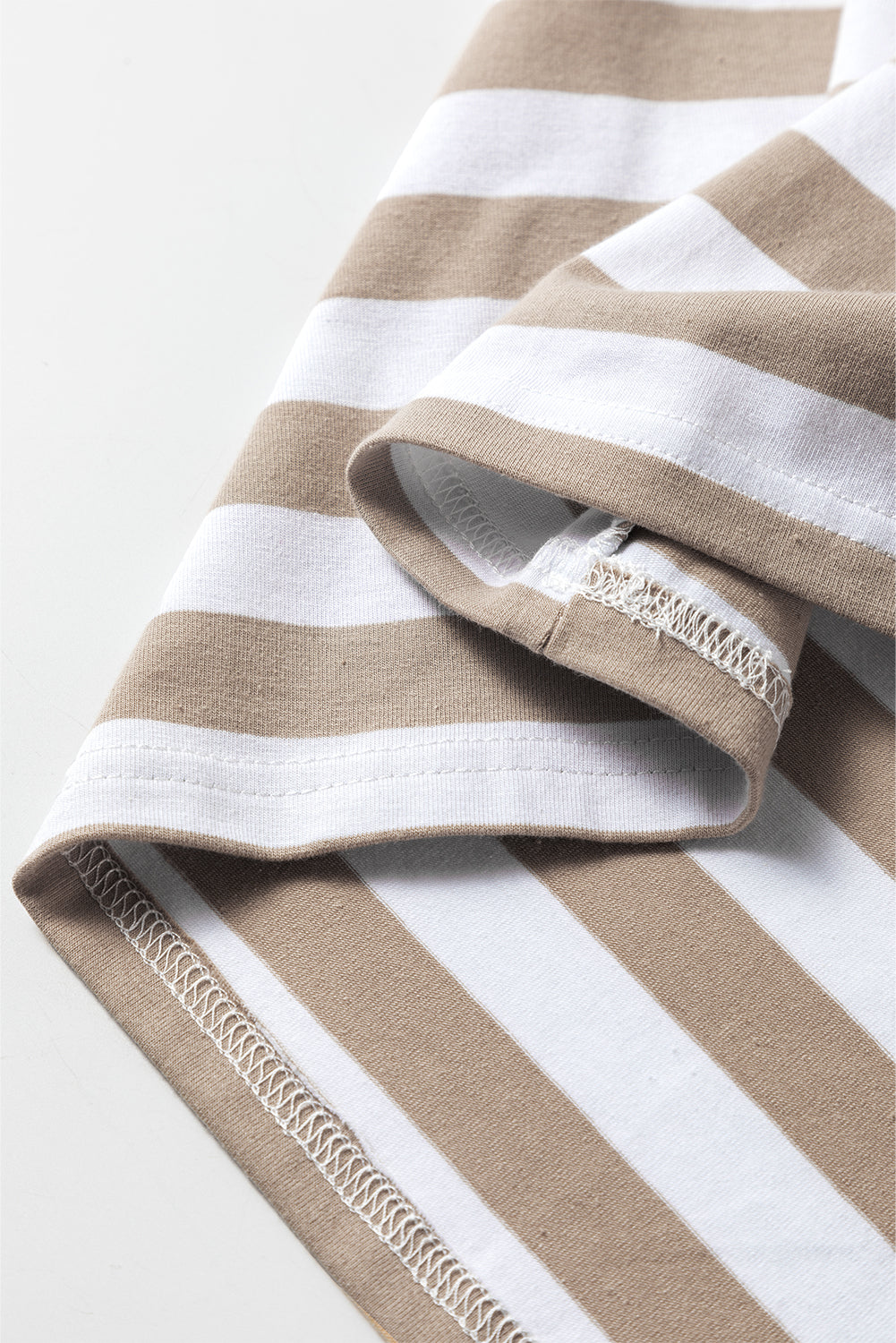 Khaki Boat Neck Striped Long Sleeve Top