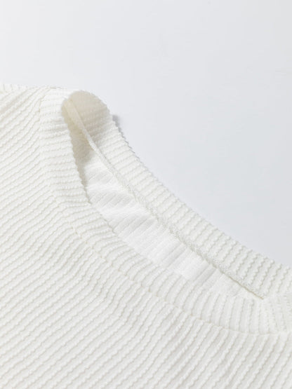 White Ribbed Colorblock Plus Size T-Shirt