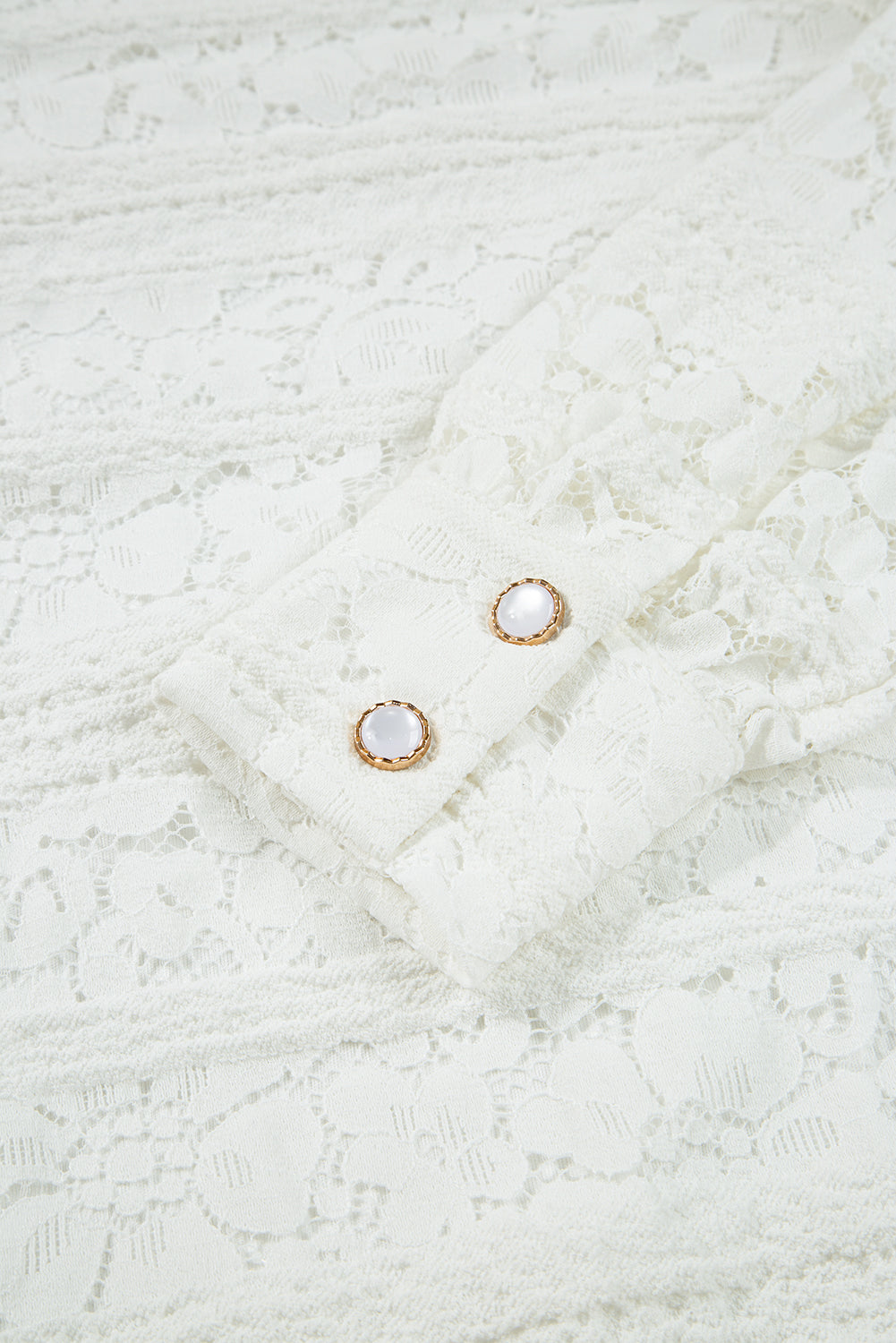 White Lace Crochet Round Neck Puff Sleeve Shift Mini Dress