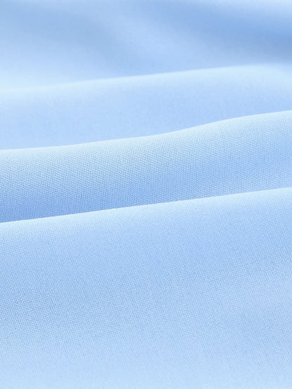 Elegant Sky Blue V Neck Lace Detail Blouse