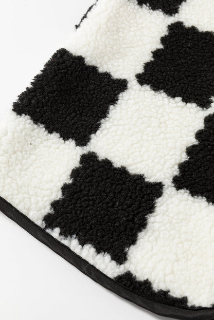 checkered sherpa vest