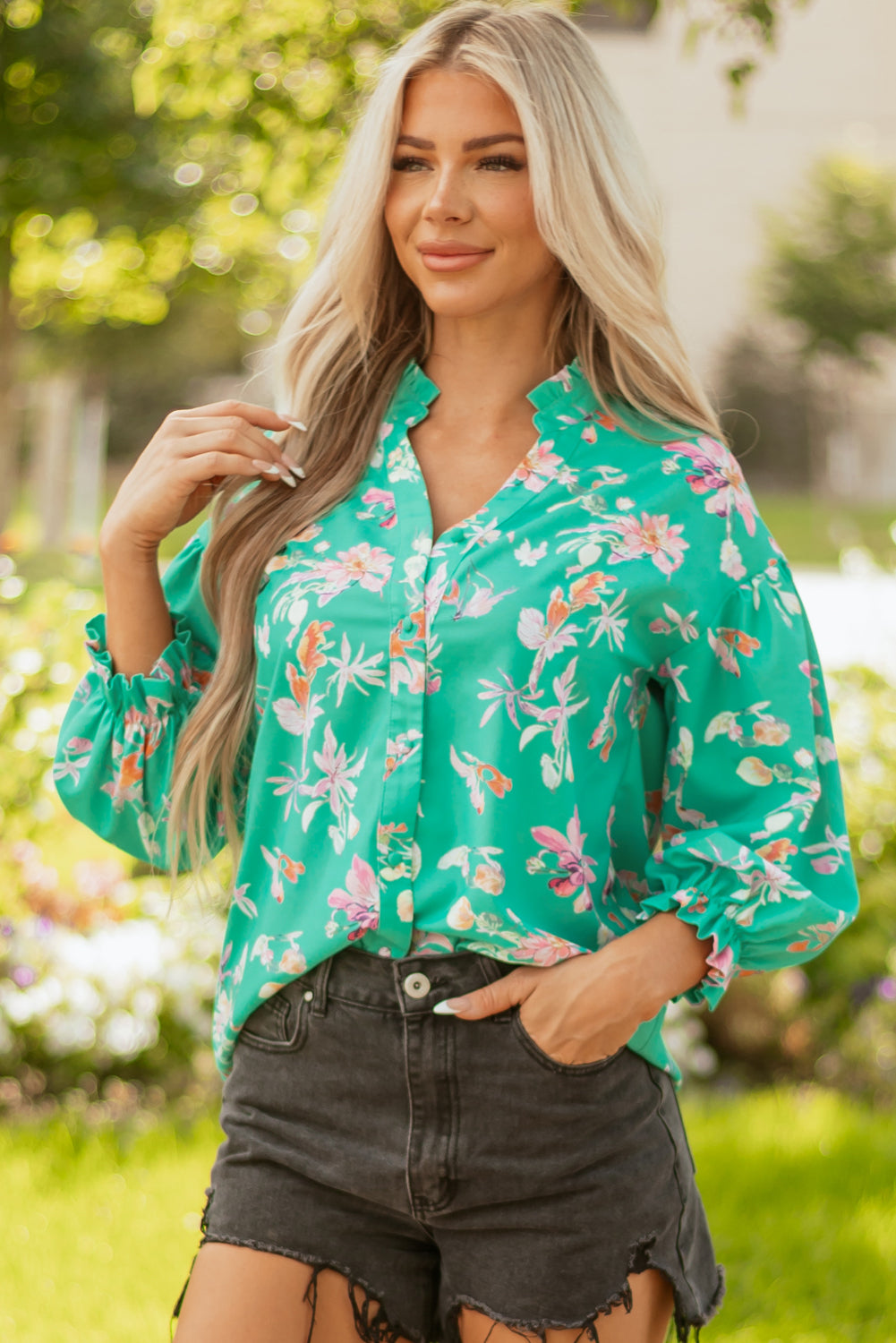 floral long sleeve shirt