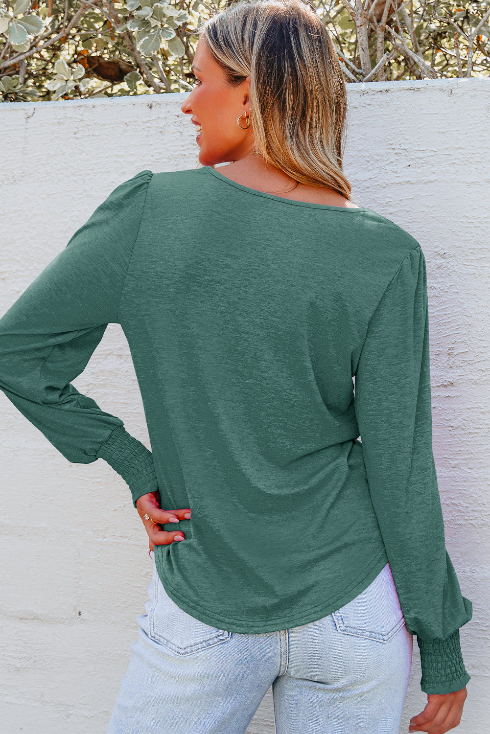 v neck long sleeve top