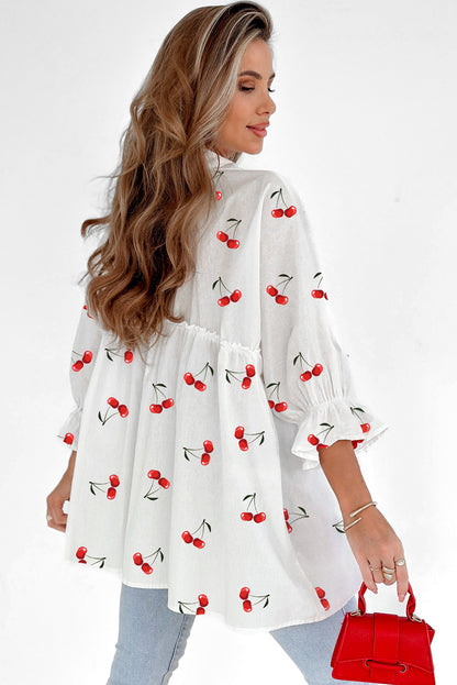 cherry print blouse