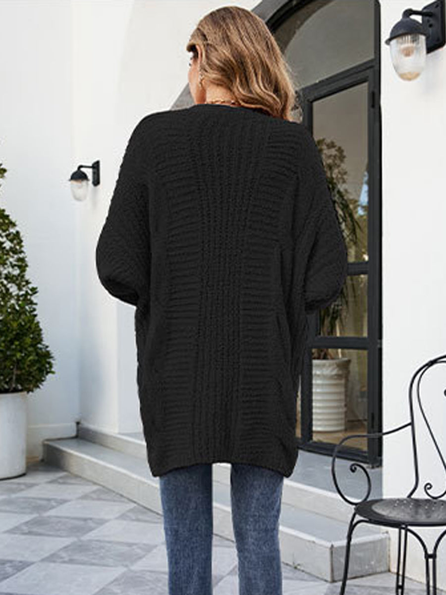 Sweaters - Loose And Cozy V Neck Cable Knit Sweater - MsDressly