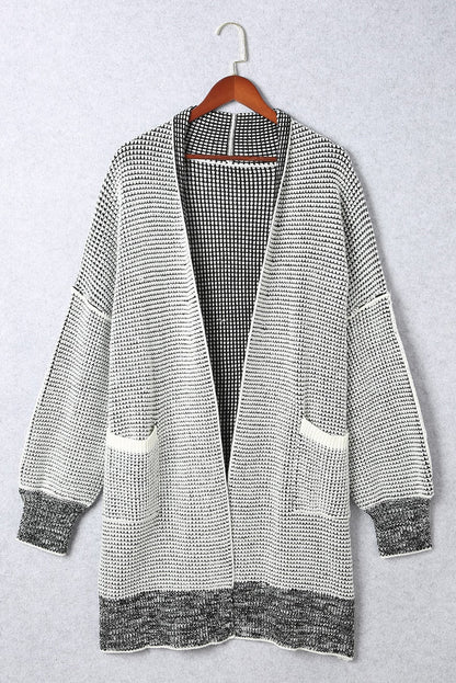 Gray Plus Size Textured Knit Cardigan