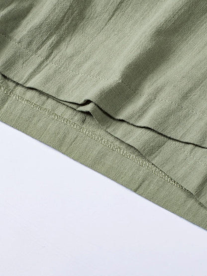 Green Linen Drawstring Shorts