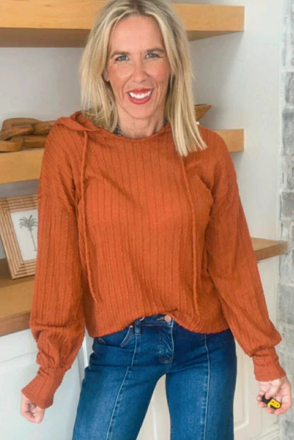 Cinnamon The Raphaela Cable Knit Hoodie Top