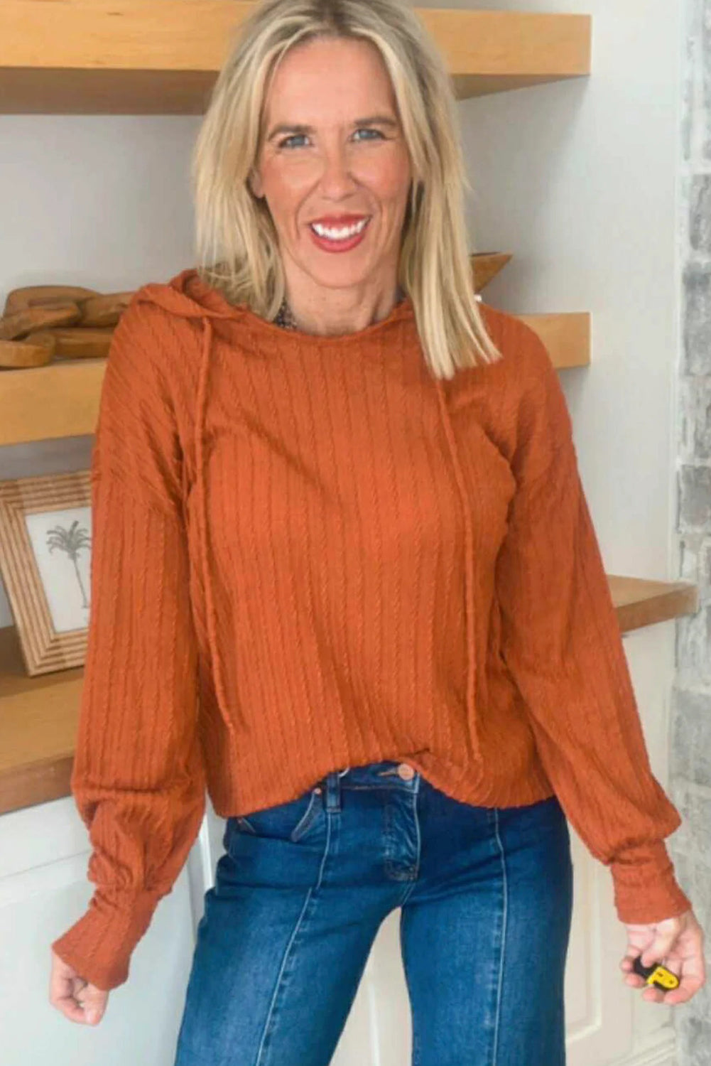 Cinnamon The Raphaela Cable Knit Hoodie Top