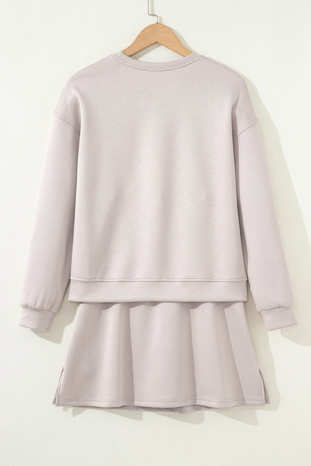 long sleeve pullover mini skirt set