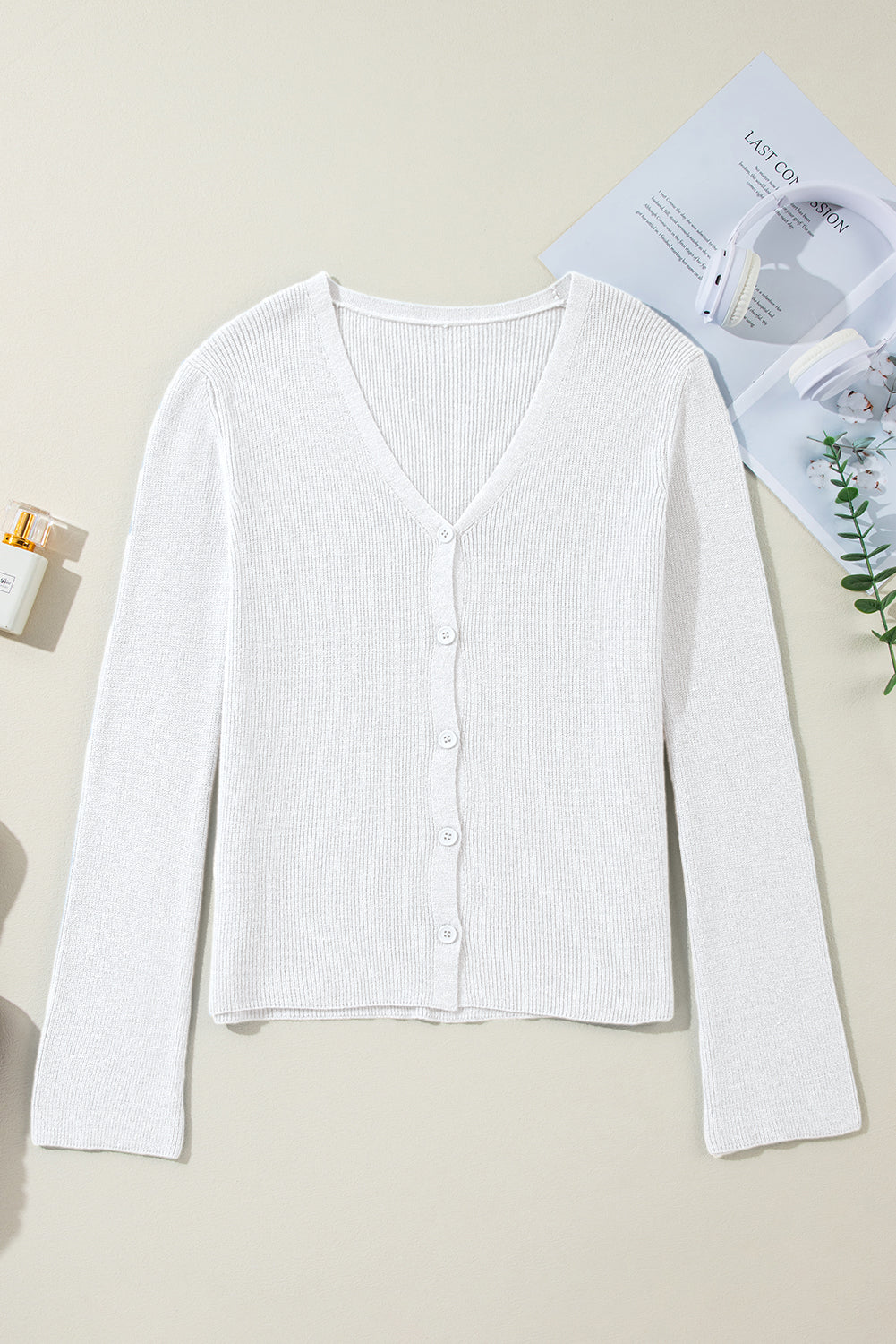 white v neck cardigan