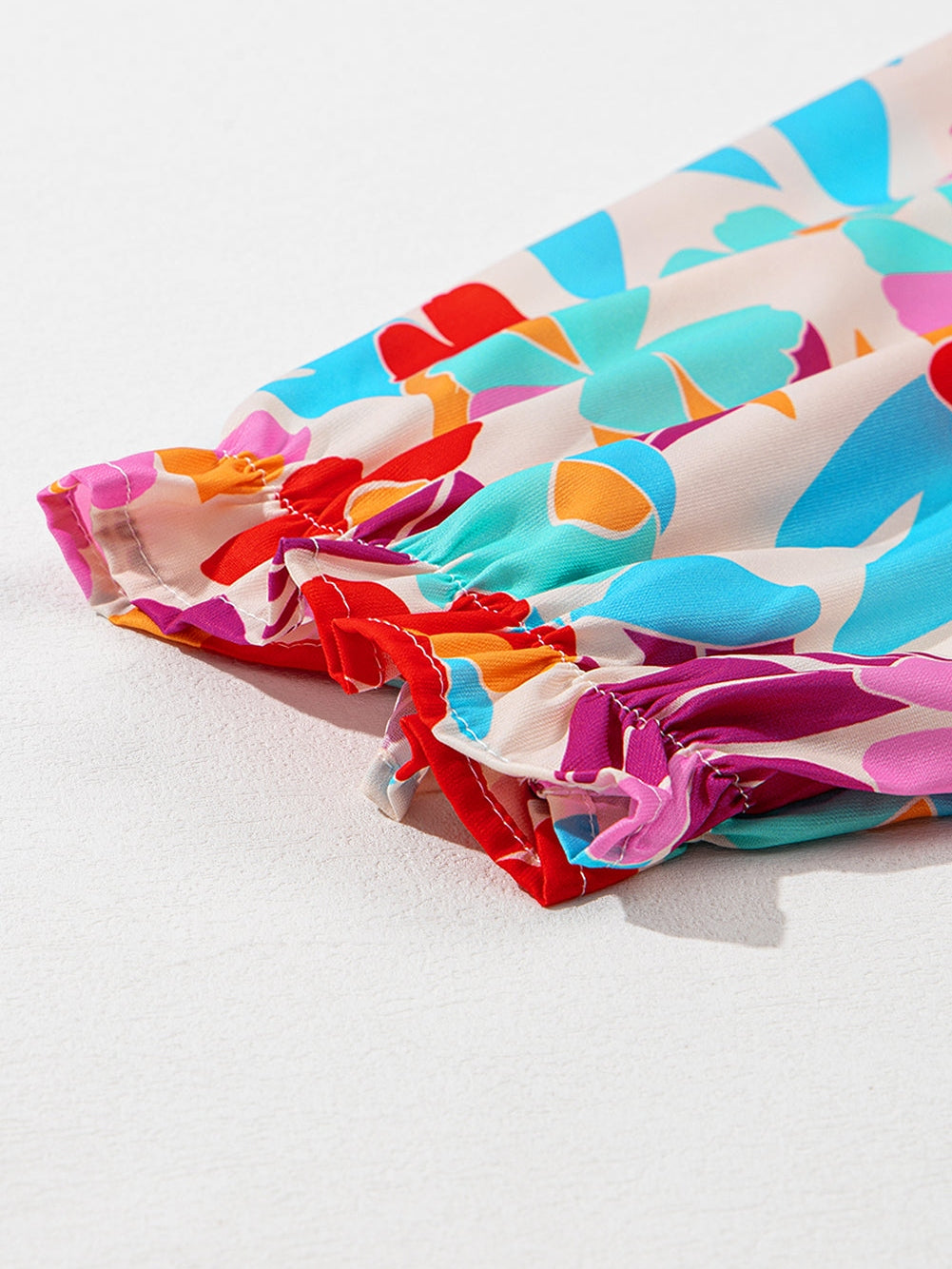 Multicolour Floral Tiered V Neck Plus Dress