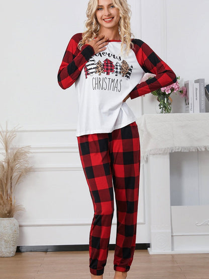 Festive Red Tartan Christmas Graphic Lounge Set