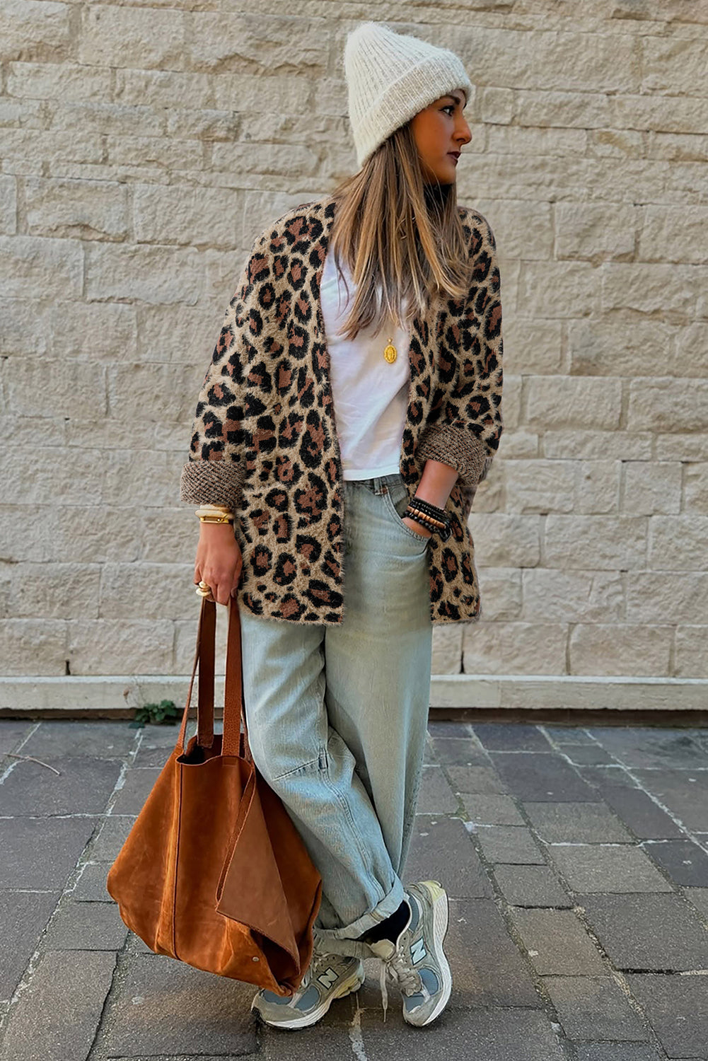 brown leopard cardigan
