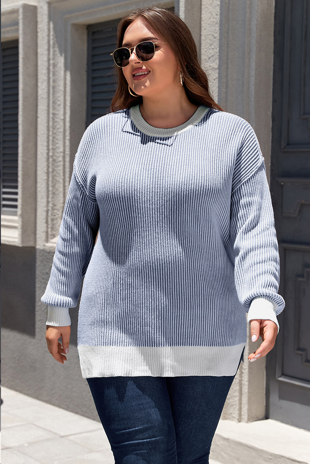 ribbed knit sweater plus size