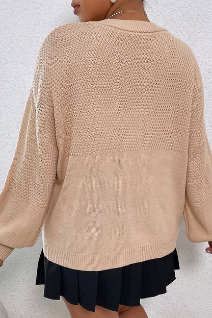 Floral Applique Smoke Gray Bubble Sleeve Drop Cardigan