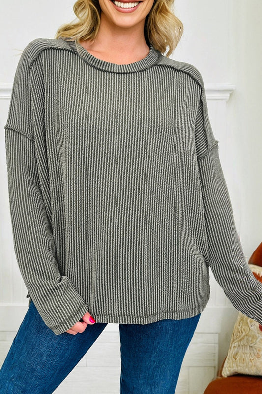 ribbed long sleeve top