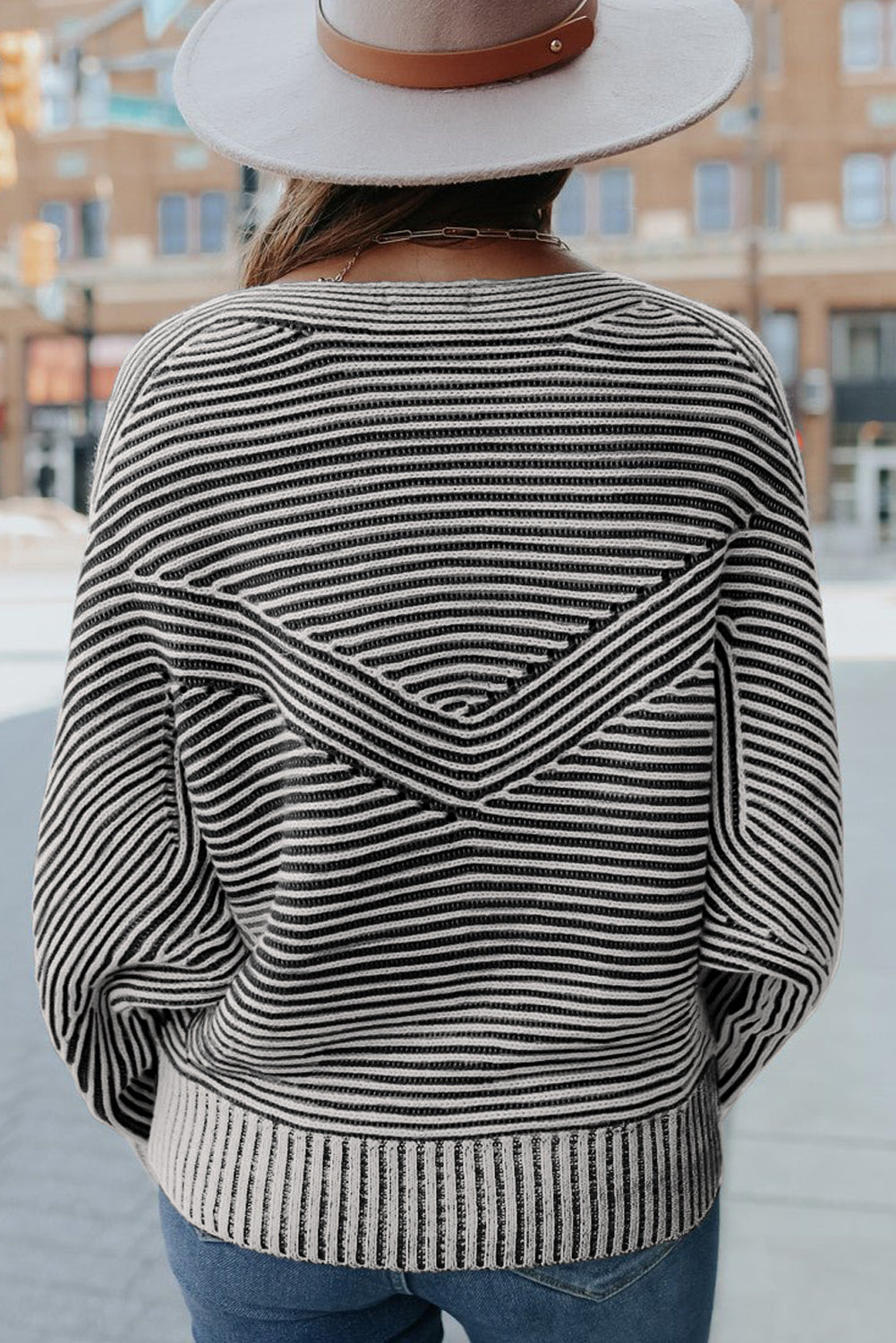 striped knit sweater