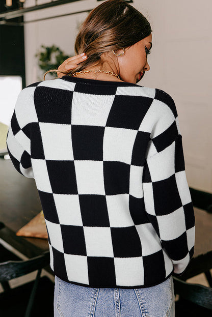 checked sweater