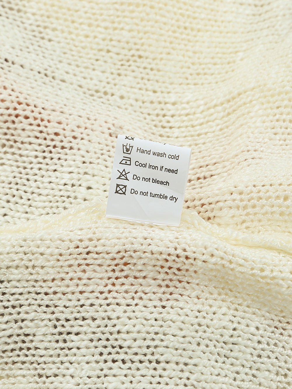 Beige Chevron Stripe Drop Shoulder Knit Pullover