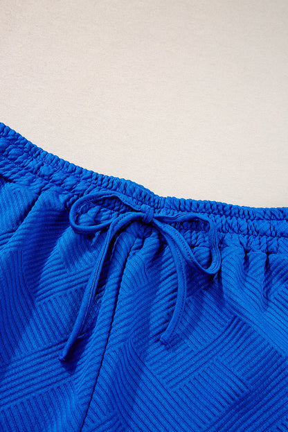 Stylish Dark Blue Textured Plus Size Lounge Set