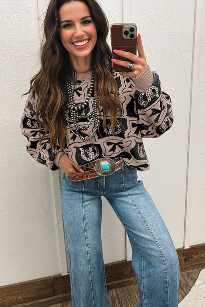 western print sweater