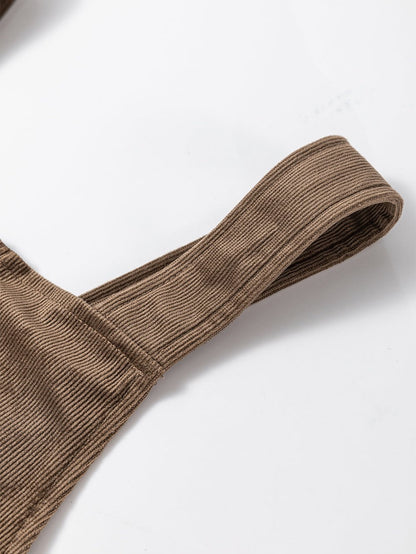 Zip Pocket Leather Strap Dress