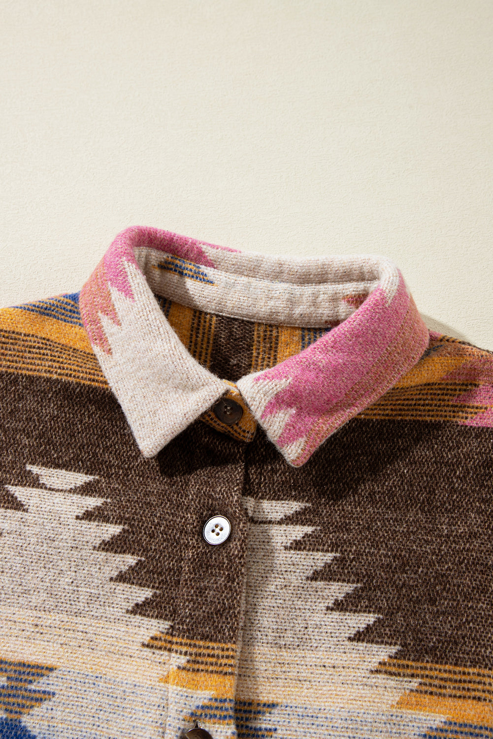 White Aztec Print Button Up Shacket