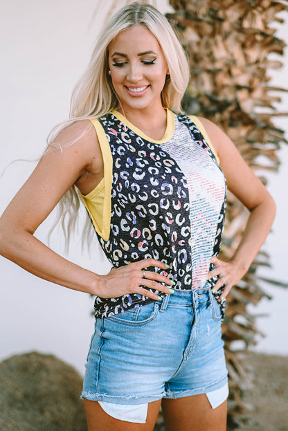 Leopard and Chevron Sleeveless Tank Top