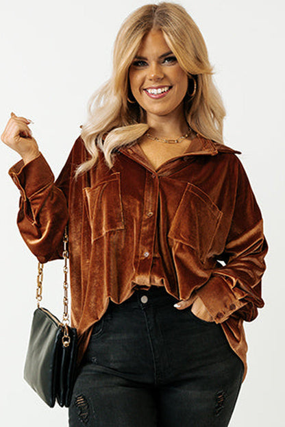 plus size velvet shirt