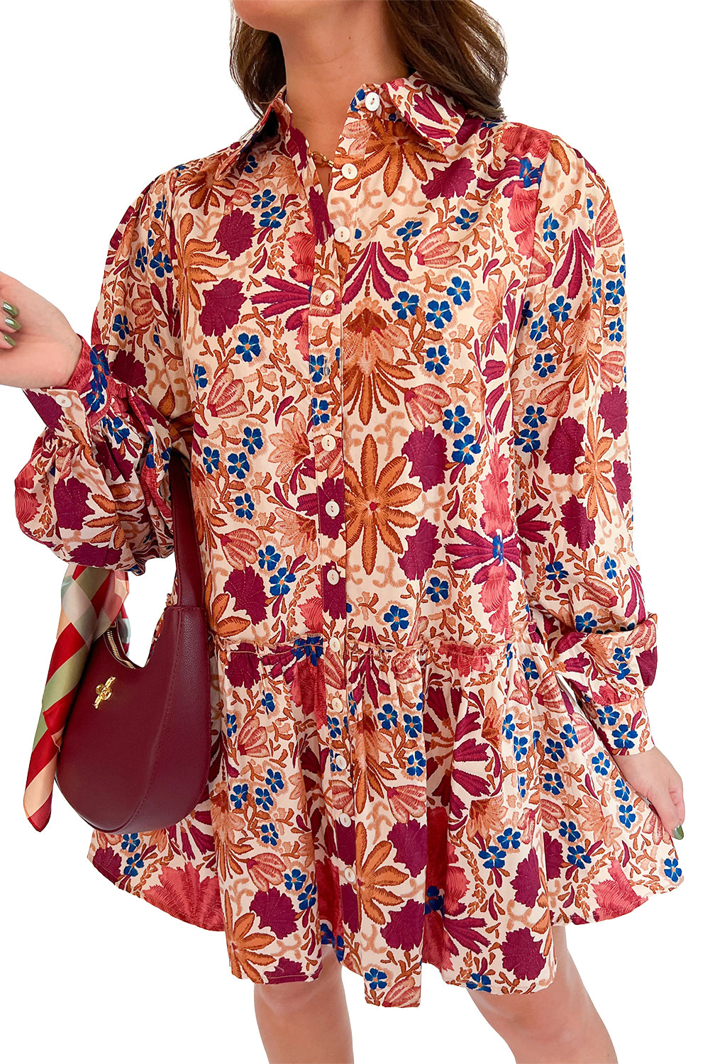 Red Rein Long Sleeve Mini Dress