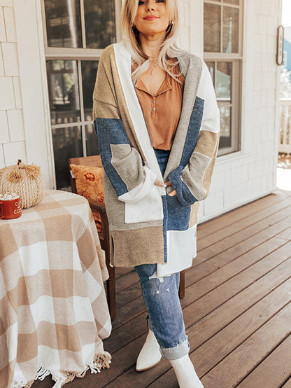 Colorblock Knit Cardigan for Curvy Figures