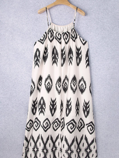 Cowgirl Chic Black Aztec Western Print Halter Maxi Dress