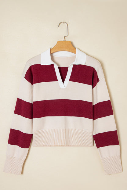 brown color block sweater