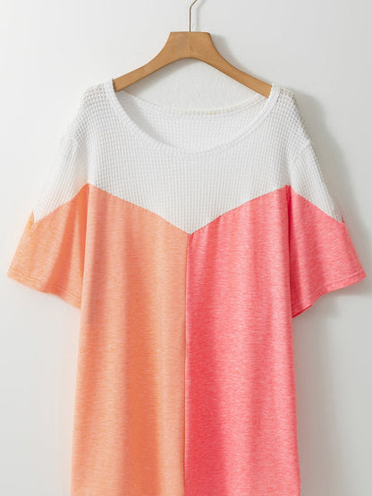 Colorblock Waffle Knit Tee for Plus Size Women