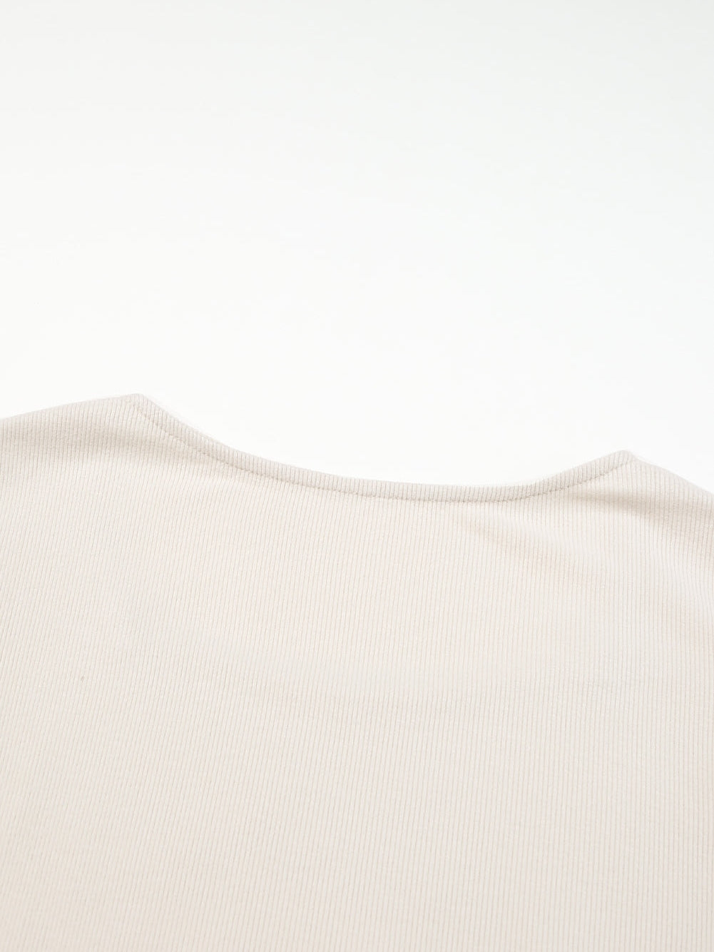 Beige Floral Lace V-Neck Sheath Top with Long Sleeves