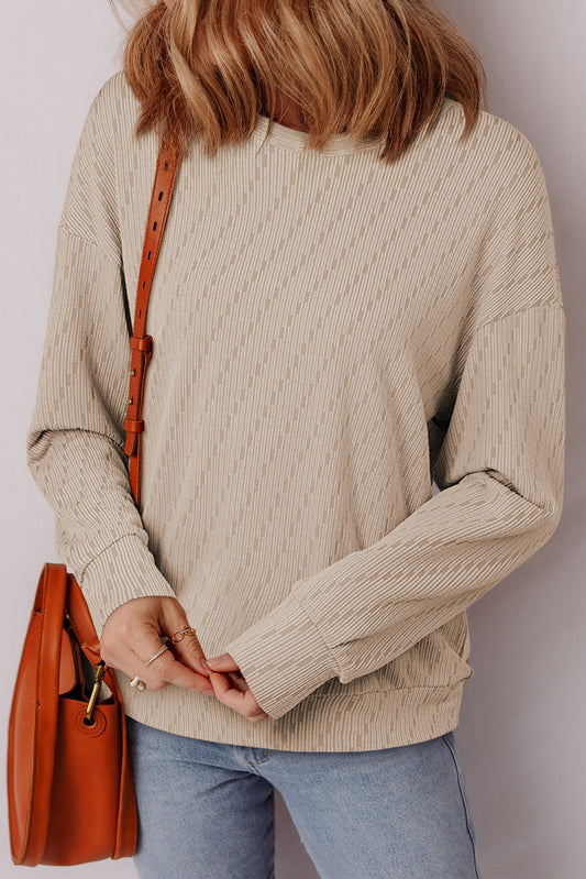 textured long sleeve top