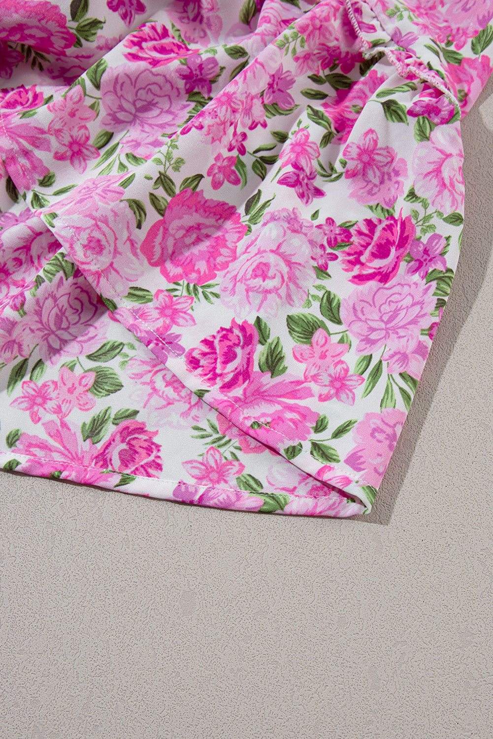 Elegant Pink Floral Smocked Puff Sleeve Maxi Dress