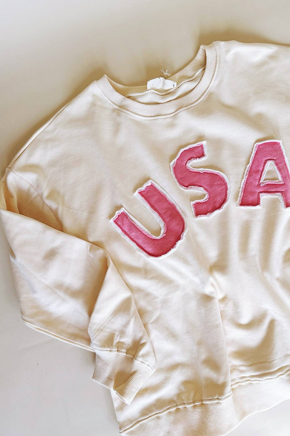 White USA Patched Graphic Bulk Sweatshirt