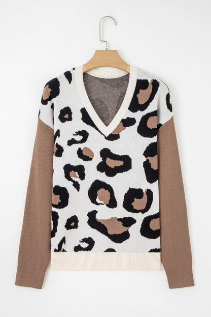 leopard patchwork sweater