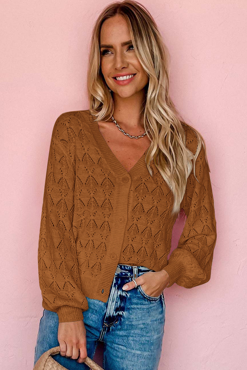 brown crochet cardigan