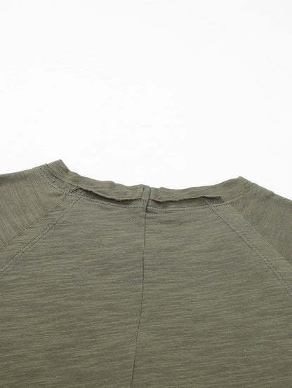 Green Classic Round Neck Long Sleeve Sweatshirt