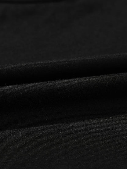 Black Plus Size Striped Leopard Patch Sleeve Ruffle Tiered Dress